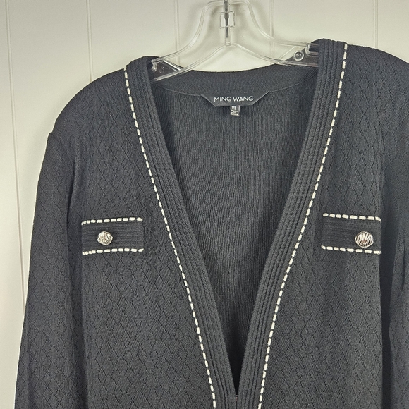 Ming Wang Duster Long Cardigan Black Career Designer Sweater Womens XL - Picture 10 of 10